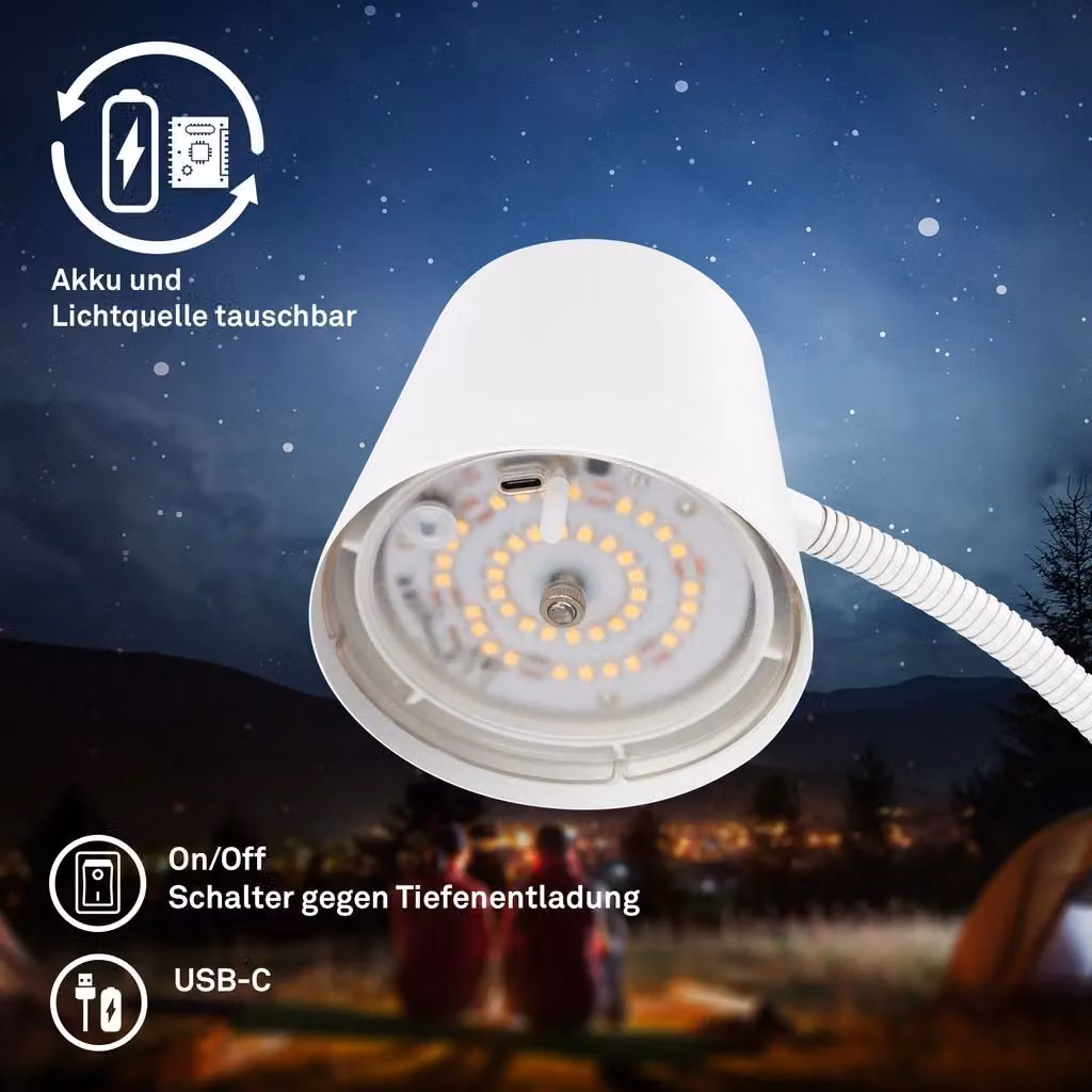 Briloner White LED Floor Lamp, Dimmable, Rechargeable and Cordless with Touch Control, Height: 126.5 cm – 4