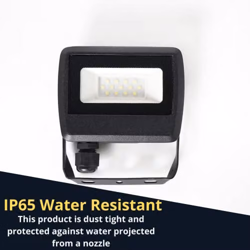 MiniSun ValueLights 10W LED Slimline IP65 Black Outdoor Wall Floodlight with Cool White Bulb – 8