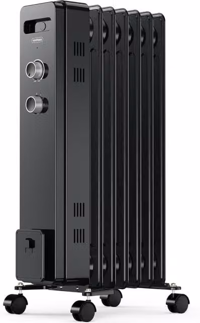 VonHaus 1500W 7 Fin Oil Filled Radiator in Black