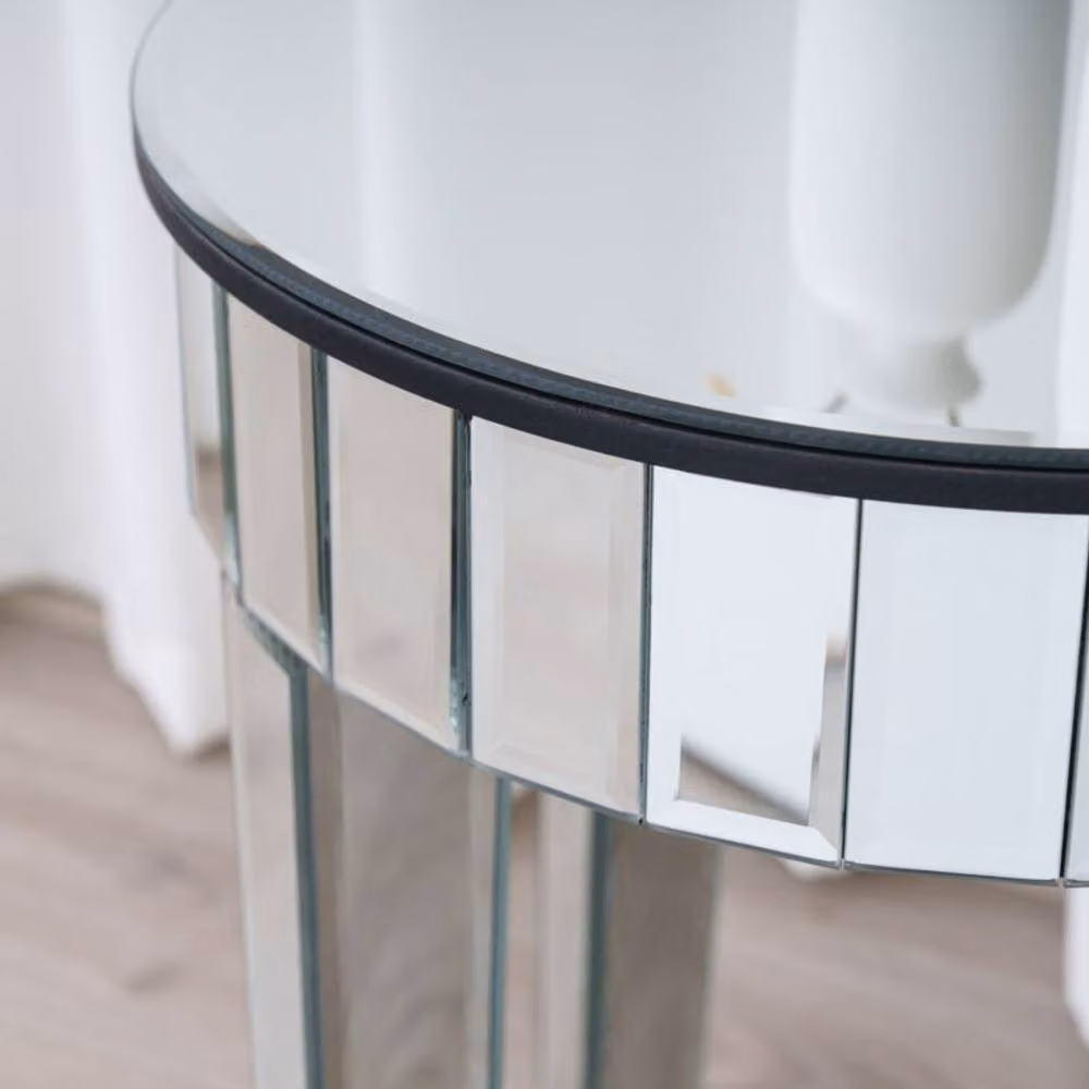 Comfy Living Ltd Round Mirrored Side Table in Silver with Chrome Finish – 2