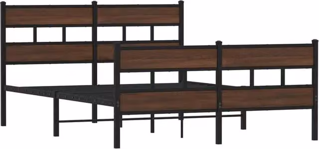 Berkfield Home Elegant Bed Frame with Headboard and Footboard in Brown, W/D/H: 140 x 190 x 91.5 cm – 1