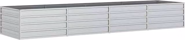 Berkfield Home Garden Raised Bed in Silver Galvanised Steel, W/D/H: 320 x 80 x 45 cm