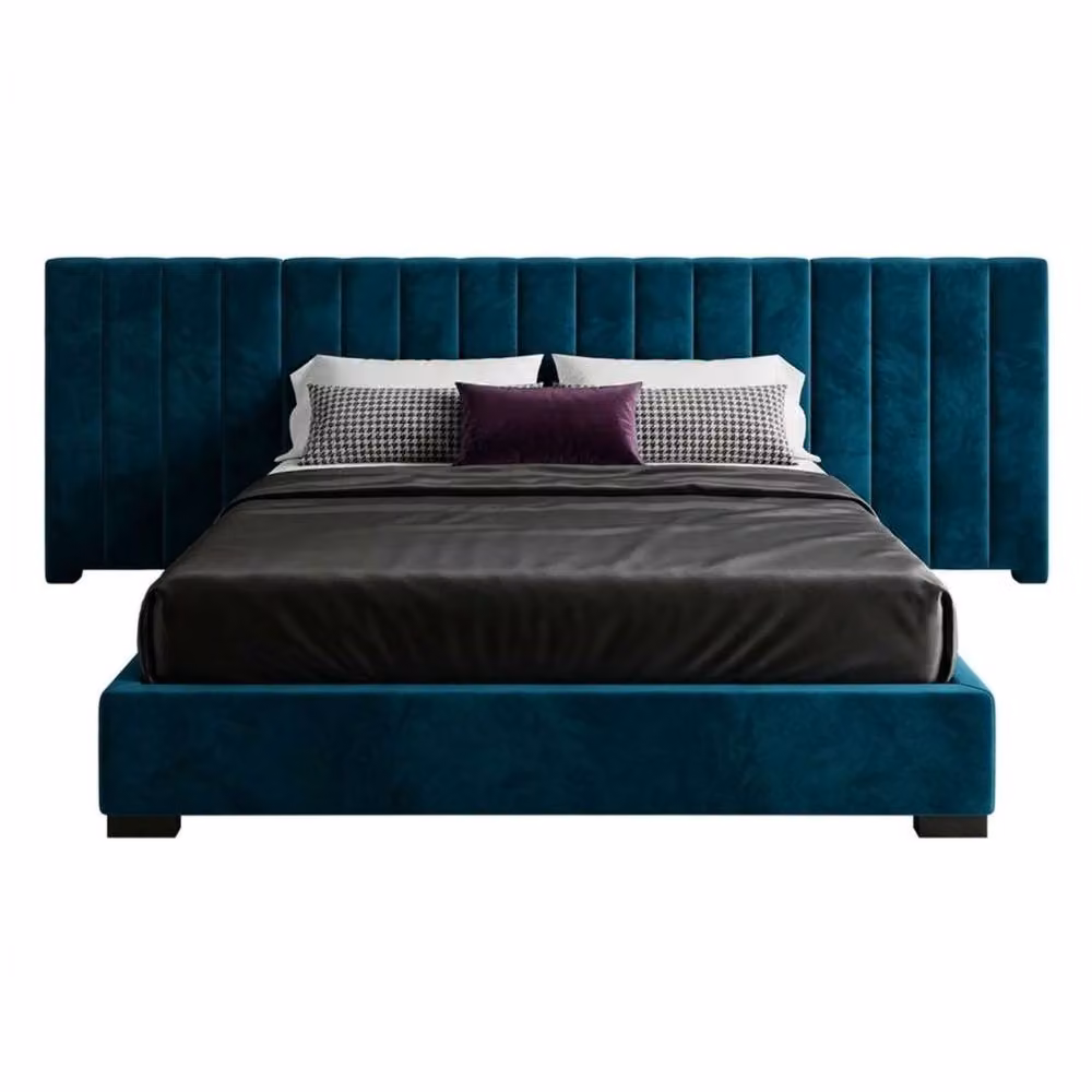 Stratus Interiors Raphael Extra Wide Single Bed with Gas Lift Ottoman Storage and Upholstered Velvet Headboard in Beige