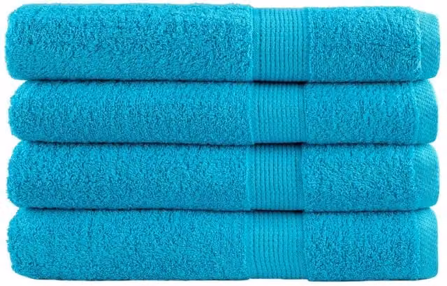 Berkfield Home SOLUND Premium Cotton Terry Towel Set, 4 Pieces, Turquoise Blue, W: 100 cm, L: 200 cm, 600 gsm – 1
