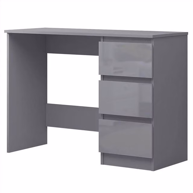 VOGREX Grey Gloss 3-Drawer Dressing Table – 1