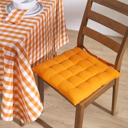 Homescapes Set of 4 Orange and White Checked Cotton Gingham Napkins, 45 x 45 cm – 2