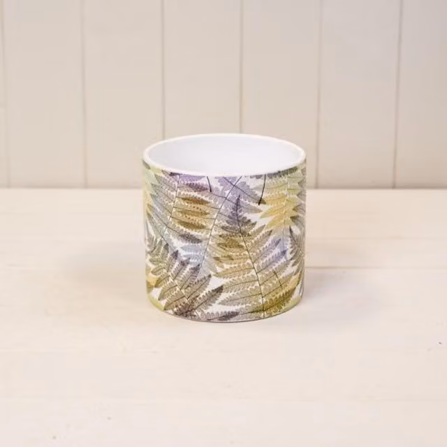 KDMD Round Ceramic Floral Tabletop Pot in Green, Beige and Multicolour