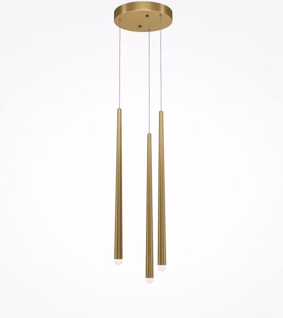 Maytoni Cascade Modern 3 Light Cluster Pendant Lamp in Gold/Brass with LED 4000K
