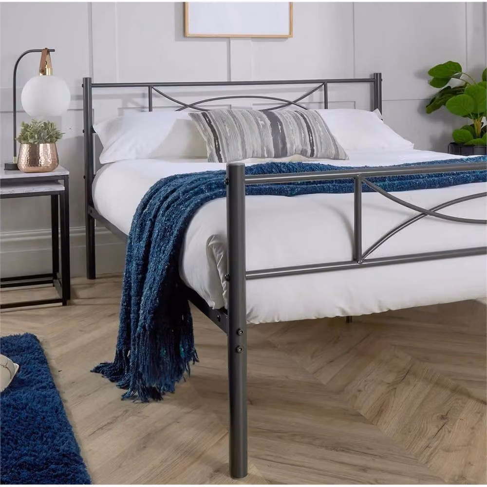 Nordara Grey Metal Bed Frame with Headboard, Small Double, 120 x 200 cm – 2