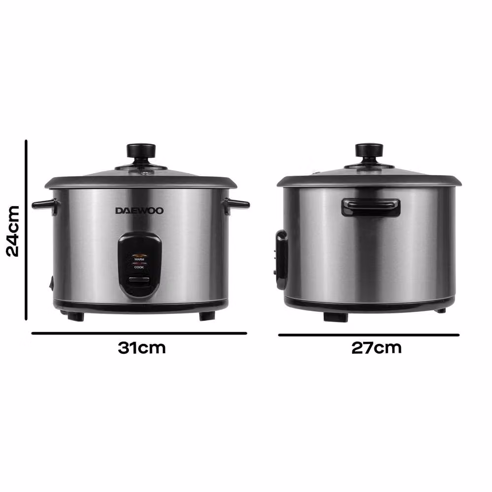 Daewoo 1.8L 10-Cup Electric Rice Cooker and Steamer with Keep Warm Function, Silver – 7