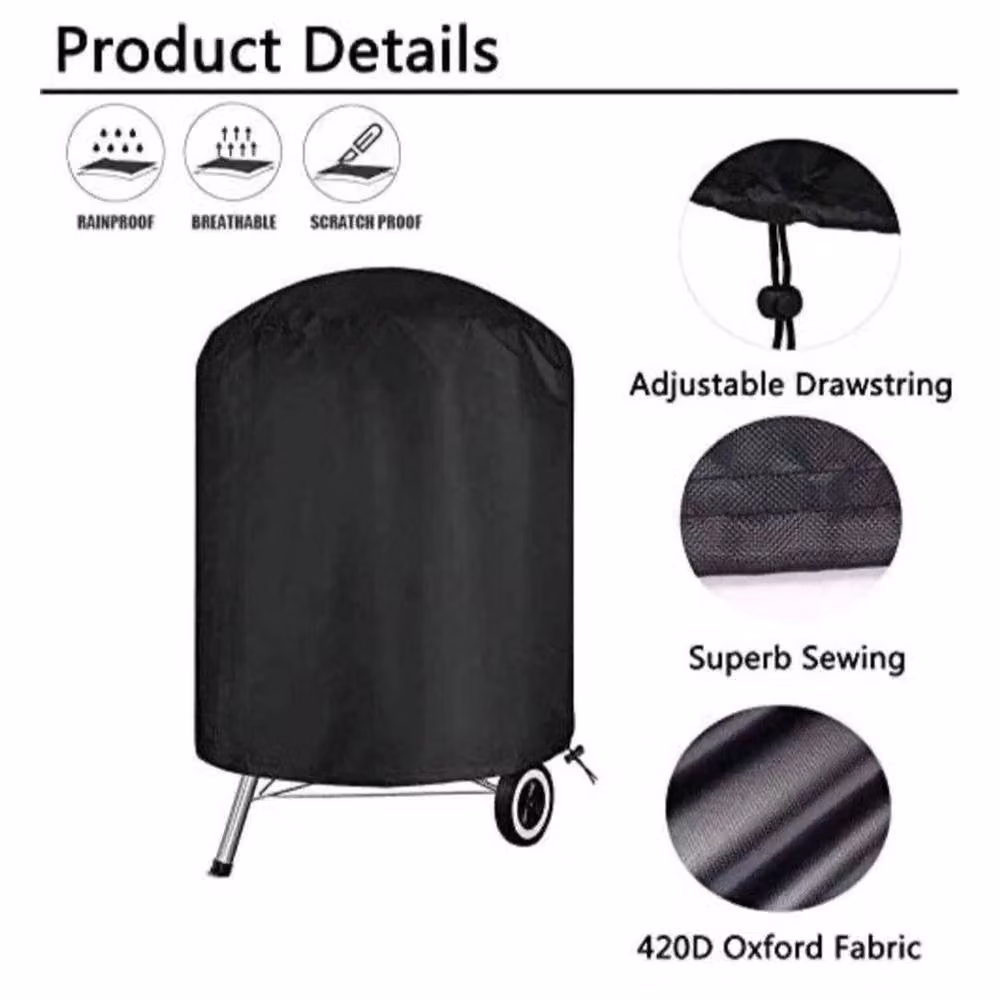 KORVIXA Waterproof Black Barbecue Grill Cover, W: 100 cm, H: 77 cm – 5