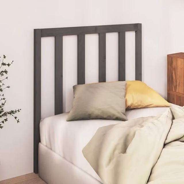 Berkfield Home Beautiful Grey Solid Pine Wood Bed Headboard W/D/H: 95 x 4 x 100 cm – 1