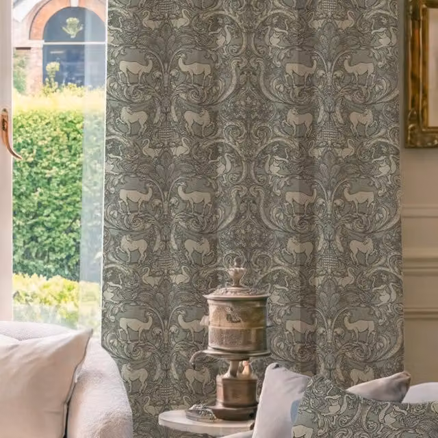 HOUSE Llewelyn-Bowen Menagerie Artois Made To Measure Blackout Cotton Curtains in Powder Blue