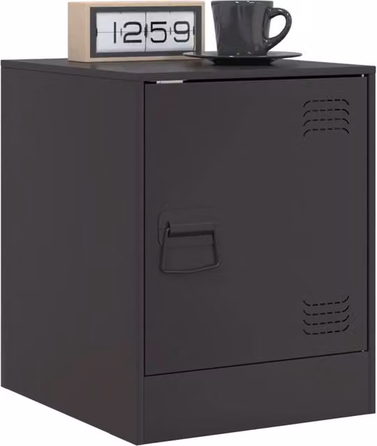 Berkfield Home Set of 2 Black Metal Bedside Cabinets, W/D/H: 34.5 x 39 x 44 cm – 1