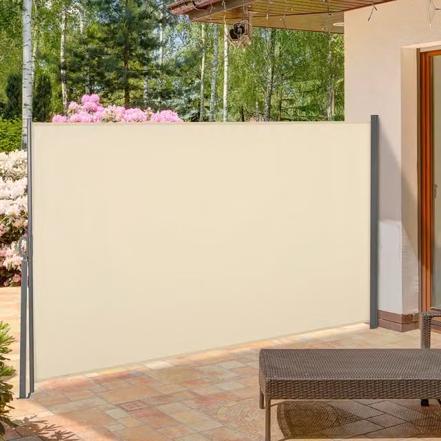 Outsunny Retractable Side Awning Screen Fence in Beige, W/H: 300 x 160 cm