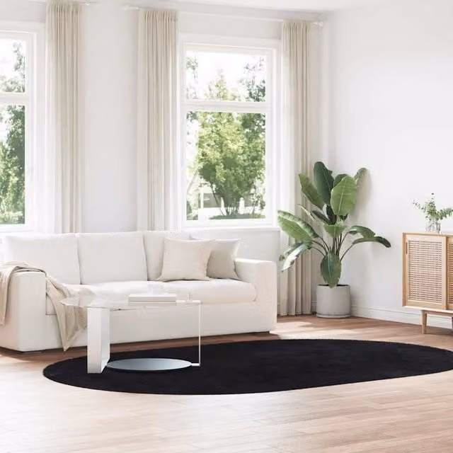 Berkfield Home NAVARRA Black Shaggy High Pile Polyester Rug, W: 300 cm, D: 200 cm – 1