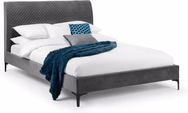 Cheshire Premium Cove Upholstered Bed in Grey, King Size (150 x 200 cm)