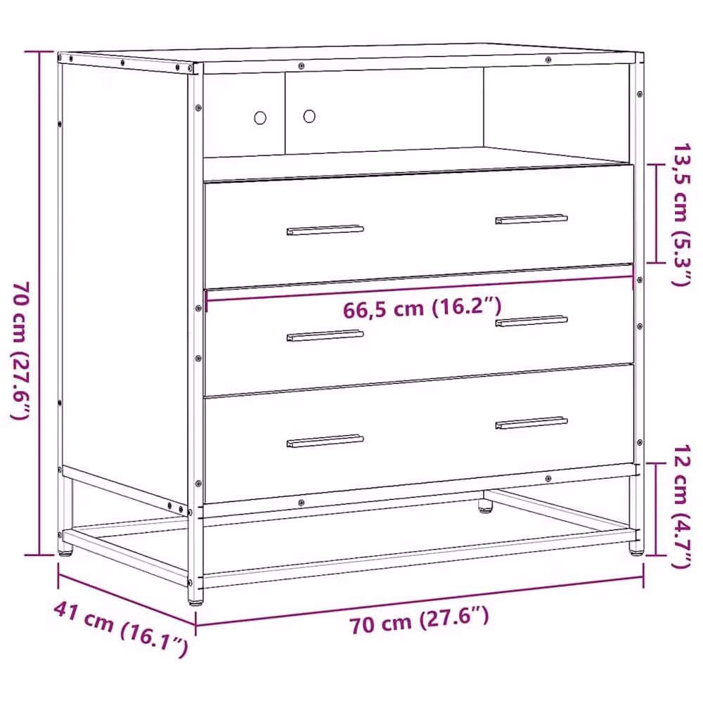 Berkfield Home Elegant Drawer Cabinet in Brown Oak, W/D/H: 70 x 41 x 70 cm – 5