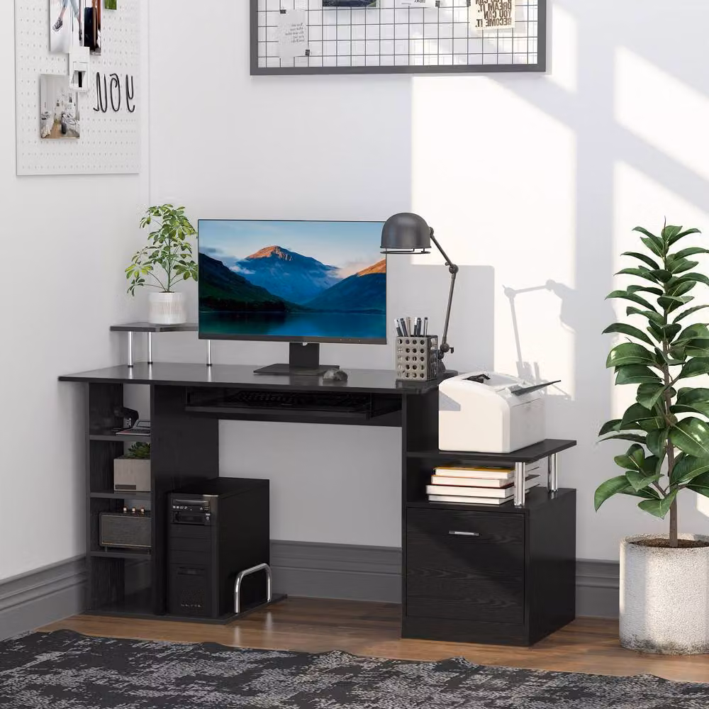 STILVORA Modern Black Computer Desk with W/D/H: 120 x 60 x 88 cm – 3