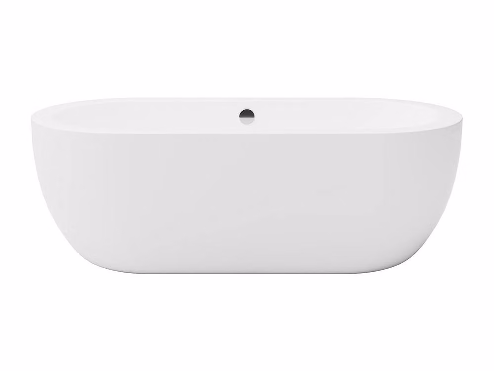Vente-unique Oval Freestanding Acrylic Bathtub in White, W/D/H: 170 x 80 x 58 cm – 2