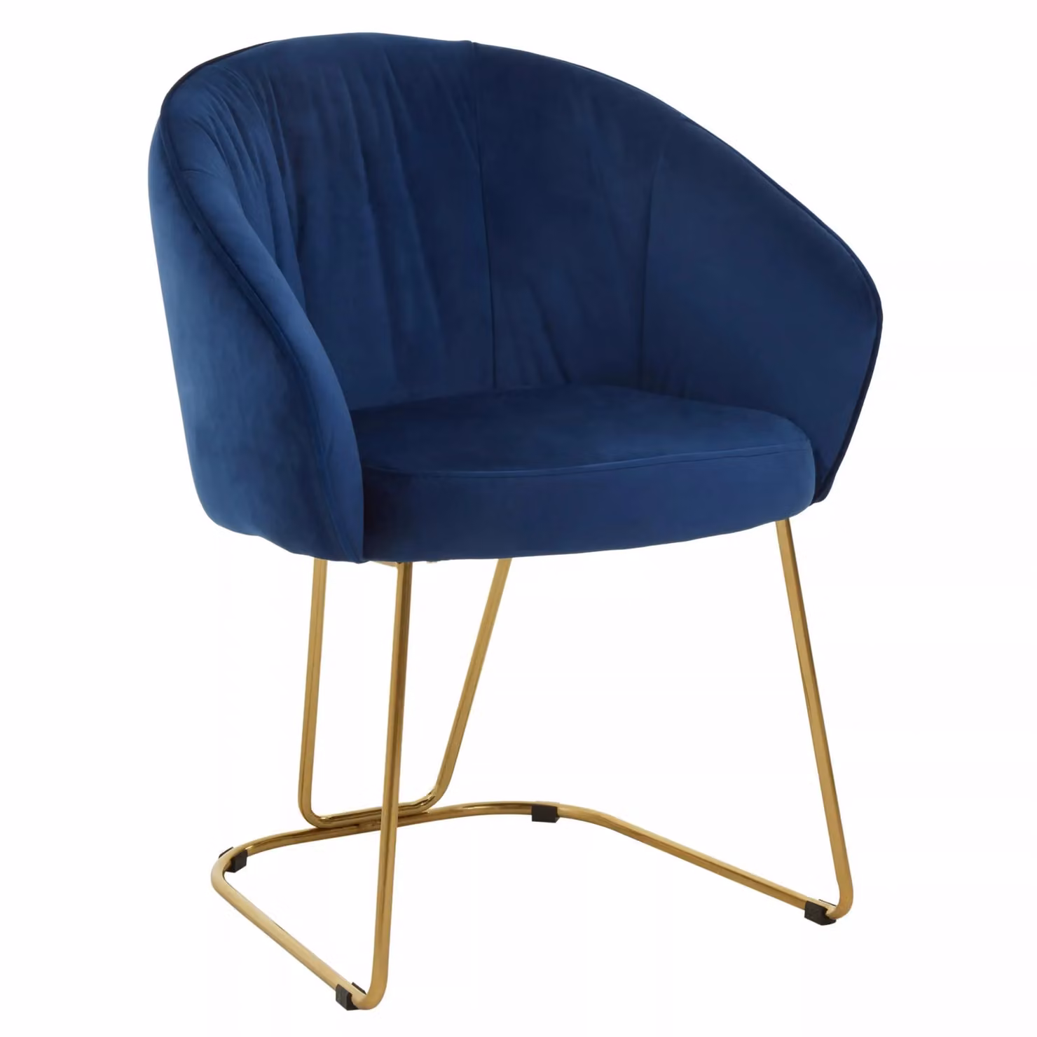Orsina Modern Blue Velvet Dining Chair with Gold Details and Cantilever Base – 3