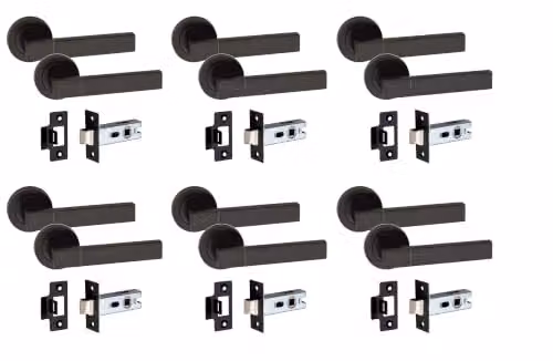 Golden Grace Capri Door Handles with Latch in Matt Black Finish