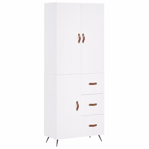 vidaXL Modern White Highboard with Hinged Doors and Internal Shelves, W/D/H: 69.5 x 34 x 180 cm – 1