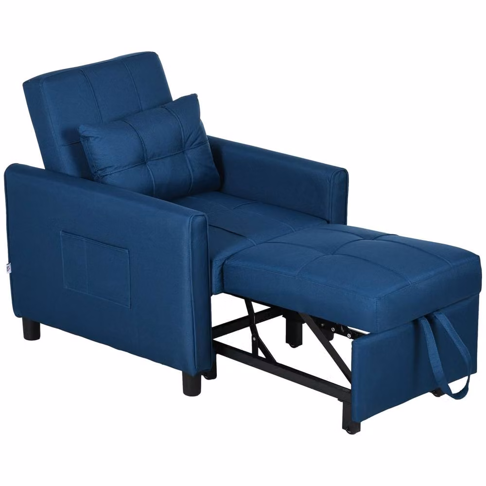 Wyld Haus Haso Single Sleeper Chair in Dark Blue Linen Look Fabric – 2