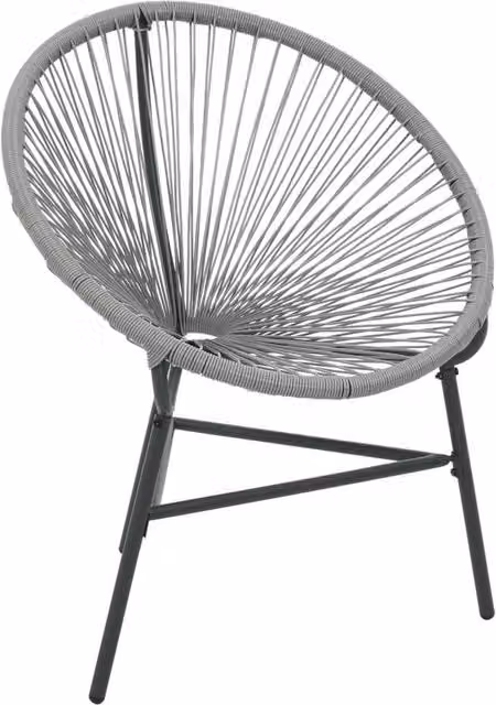 Berkfield Home Garden Moon Chair in Grey Poly Rattan and Steel