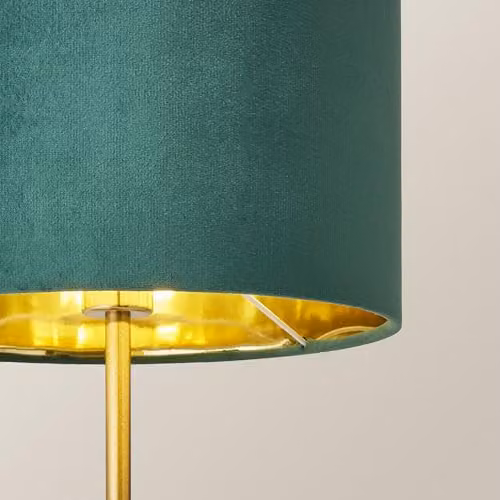 ValueLights Christina Green Velvet and Gold Palm Leaf Table Lamp with LED Bulb Included – 3