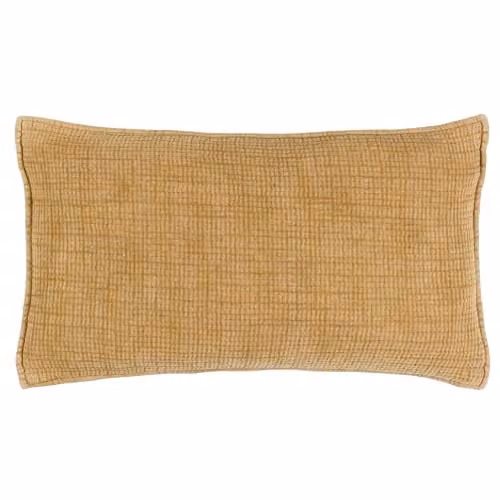 Yard Ribble Acid Wash Cotton Rectangular Cushion in Yellow, W/H: 60 x 40 cm – 1