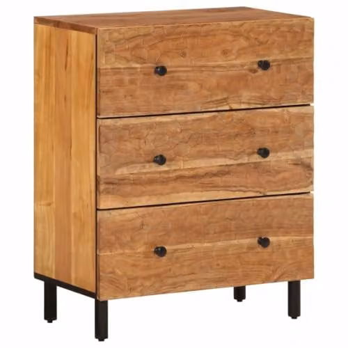 vidaXL Industrial Side Cabinet in Natural Brown Acacia Wood and Metal, W/D/H: 60 x 33 x 75 cm