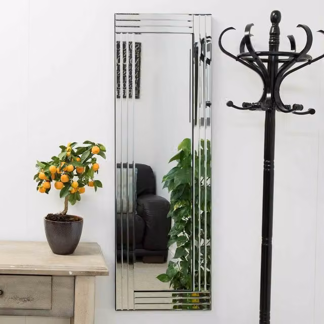 MirrorOutlet Oakley All Glass Triple Edge Bevelled Rectangular Wall Dress Mirror in Silver, W/H: 120 x 40 cm