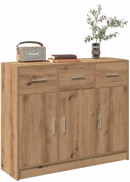 Berkfield Home Artisan Oak Sideboard in Brown, W/D/H: 91 x 28 x 75 cm