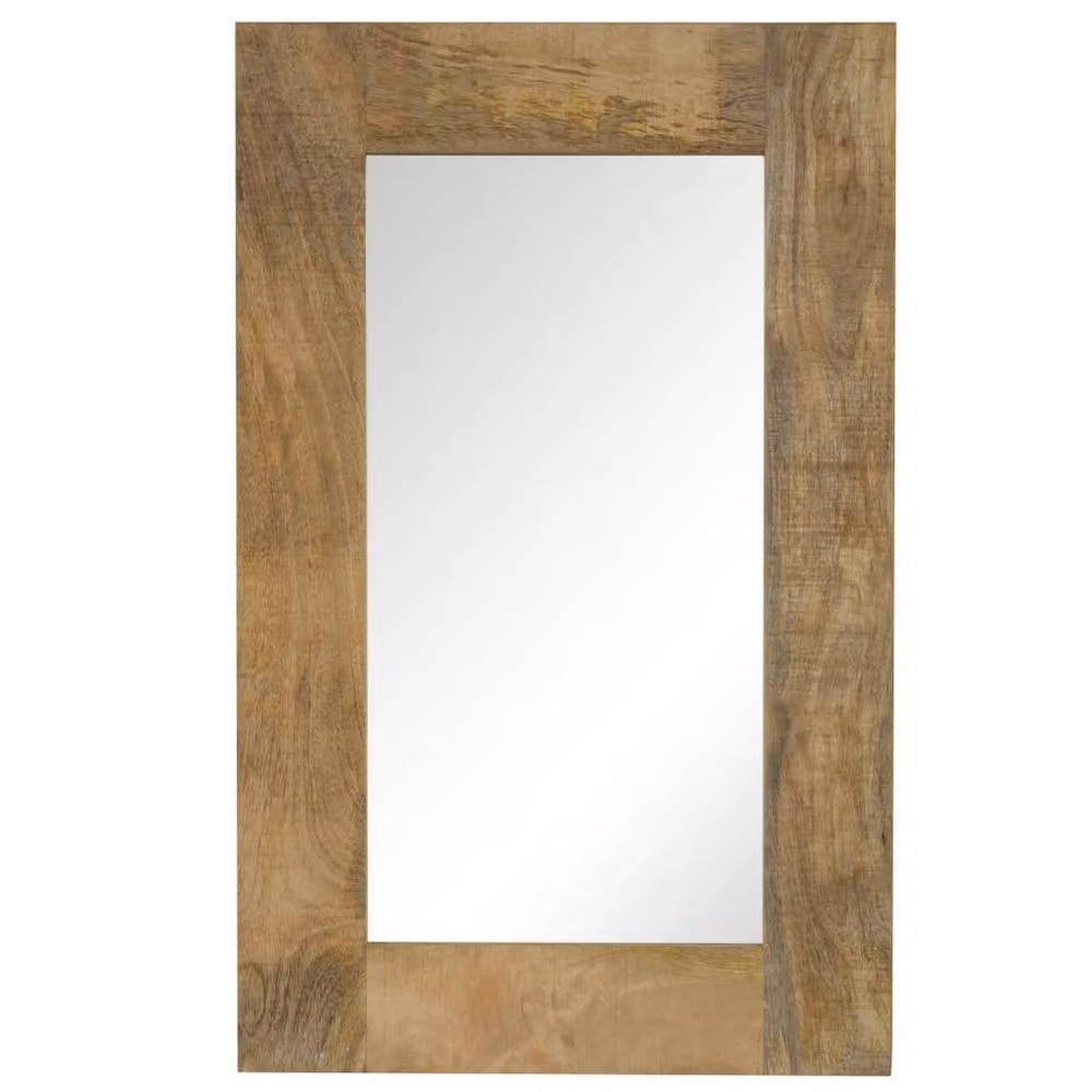 Berkfield Home Rectangular Solid Mango Wood Wall Mirror in Brown, W: 80 cm, H: 50 cm – 2