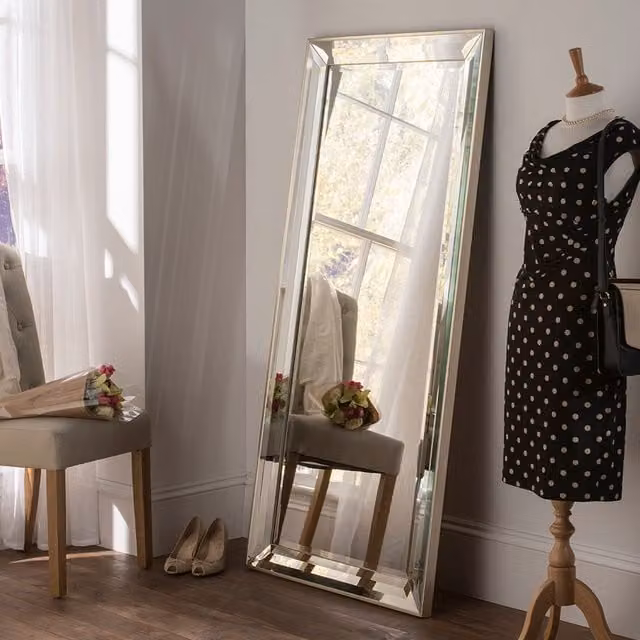 Yearn Modern Rectangular Triple Bevelled Wall Mirror in Silver