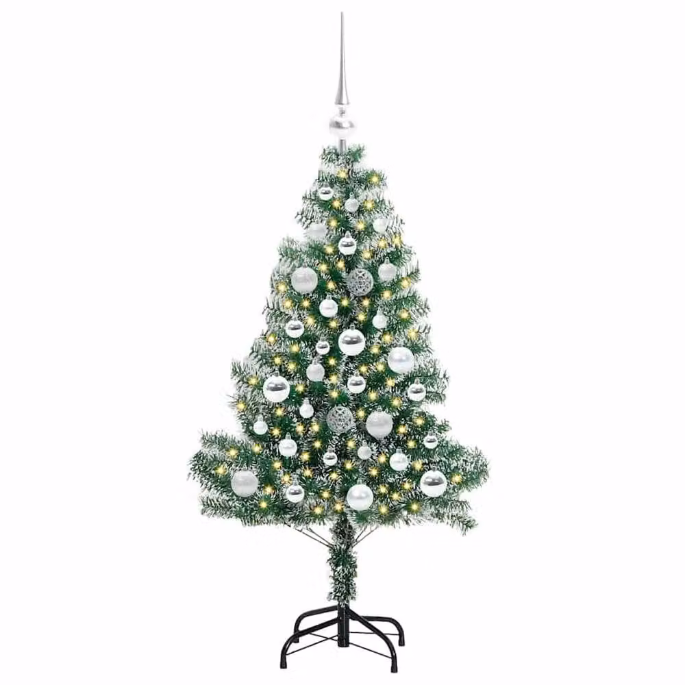 Berkfield Home Snow Flocked Artificial Christmas Tree with LED Lights, Green, Height: 120 cm – 3