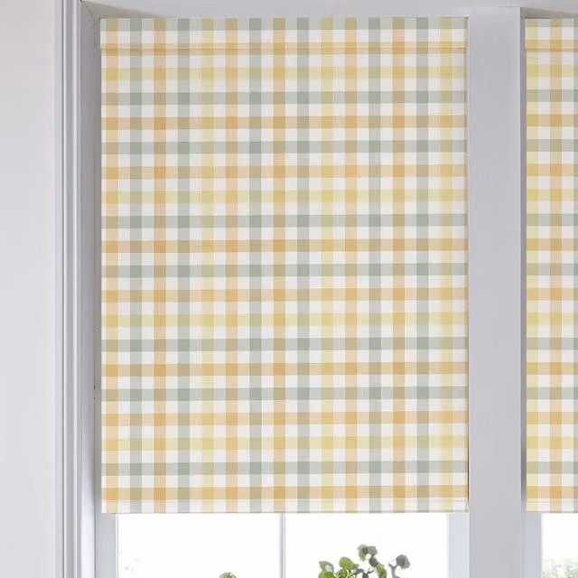 Laura Ashley Cove Check Made to Measure Blackout Roller Blind in Ochre Yellow