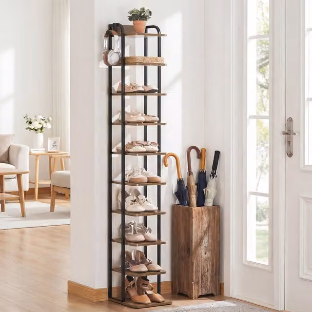 Yaheetech Slim Corner Shoe Rack Organizer in Brown