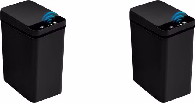 Dyzi Set of 2 Black Slim Automatic Motion Sensor Touchless Trash Cans – 1