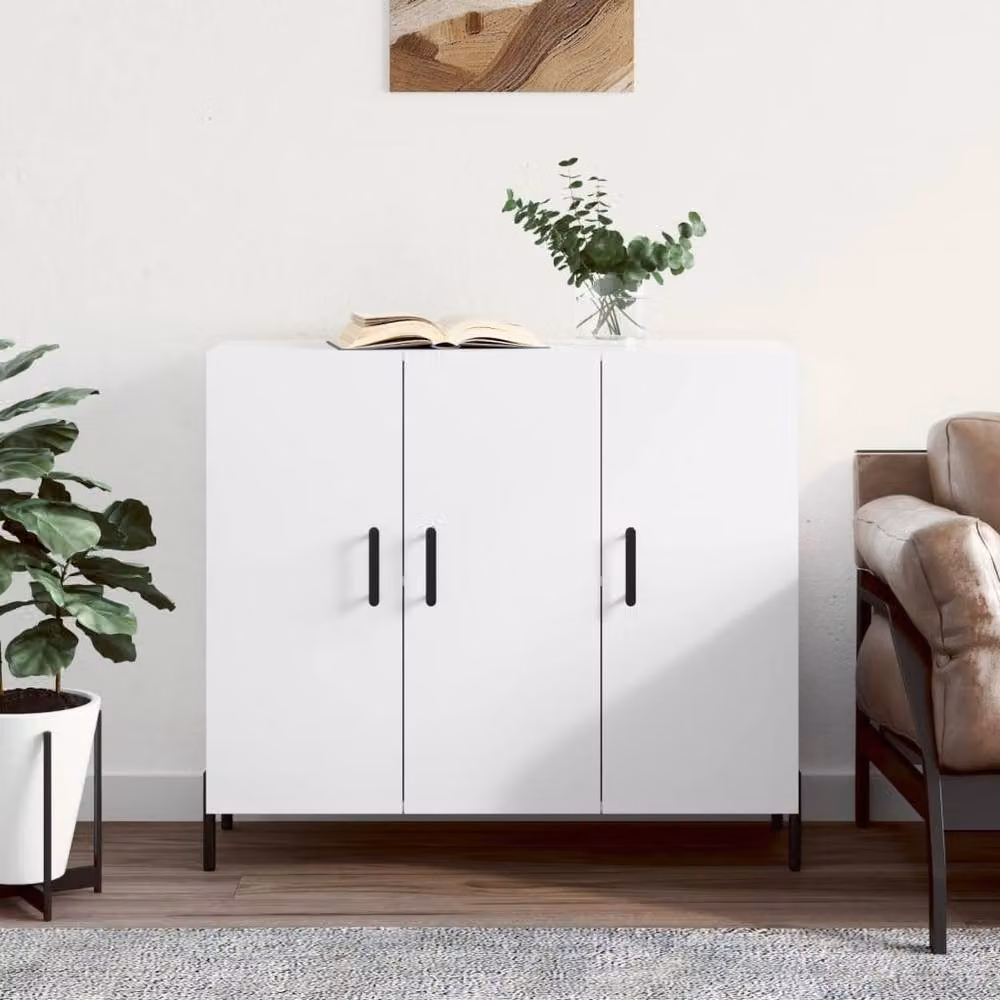 Berkfield Home White Modern Sideboard W/D/H: 90 x 34 x 80 cm – 2