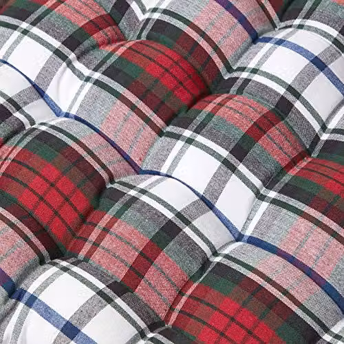 Homescapes Red Tartan 2 Seater Garden Bench Cushion, 108 cm Wide, 100% Cotton – 2