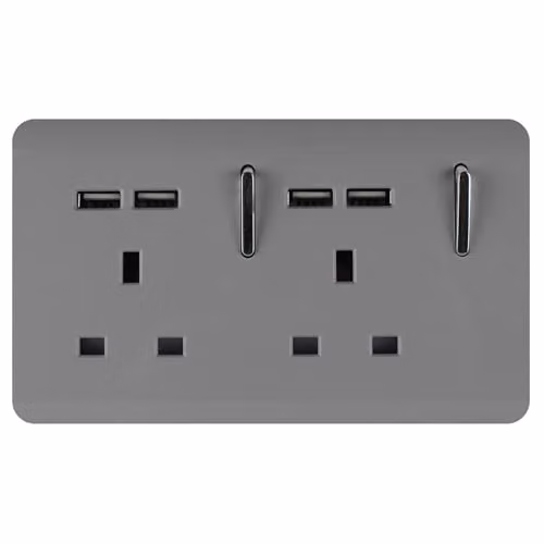 Trendi 2 Gang 13 Amp Double Switched USB Socket in Light Grey – 1