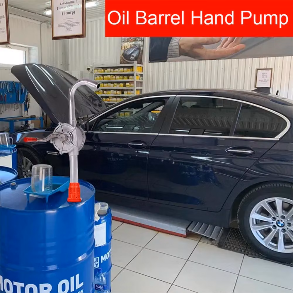 Hinsinc Red Steel 50 inch Rotary Hand Drum Barrel Self Priming Syphon Pump for Diesel and Fuel Oil Transfer – 4
