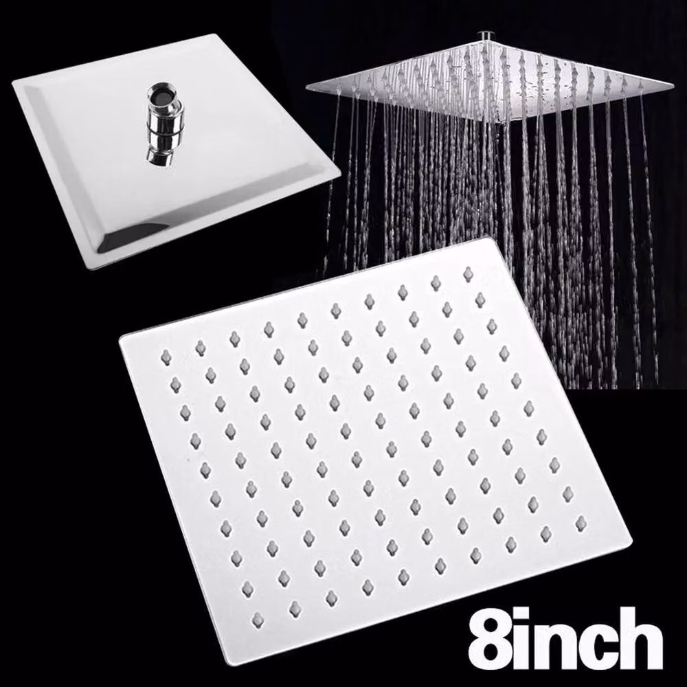 Hinsinc 8 Inch Chrome Square High Pressure Rainfall Overhead Shower Head in White – 5