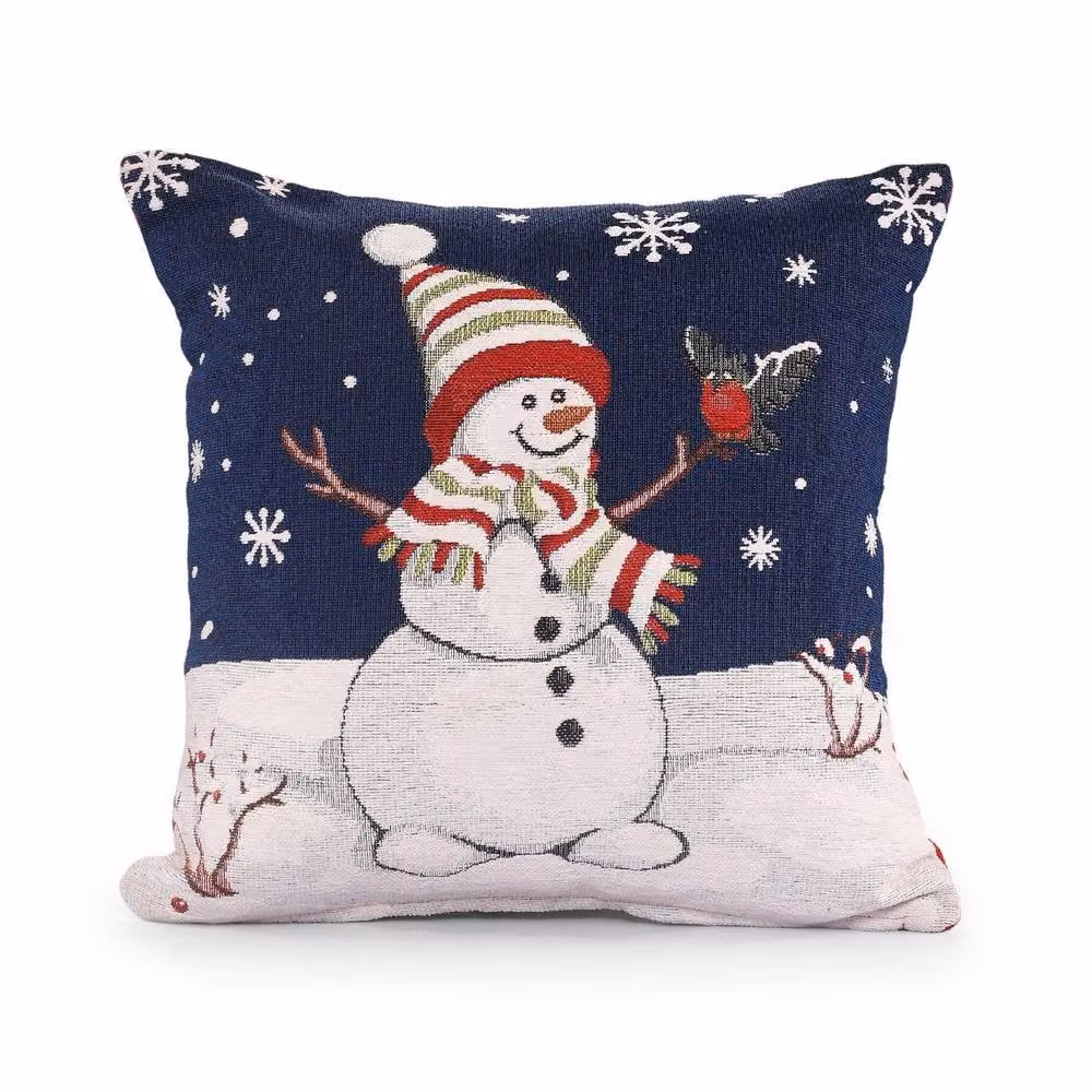 Velosso Xmas Snowman Snowflakes Filled Cushion with Festive Design, Multicolour, W/D/H: 43 x 43 x 43 cm – 2