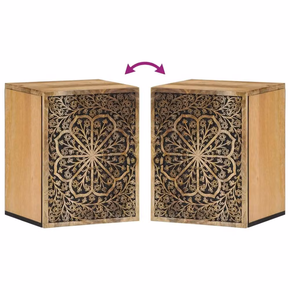 Berkfield Home Brown Mango Wood Bathroom Wall Cabinet, W: 38 cm, D: 33 cm, H: 48 cm – 5