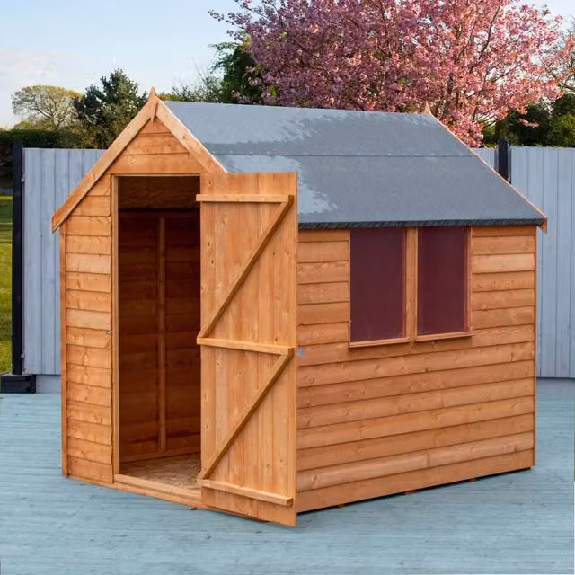 Shires Overlap Single Door Wooden Garden Shed in Brown