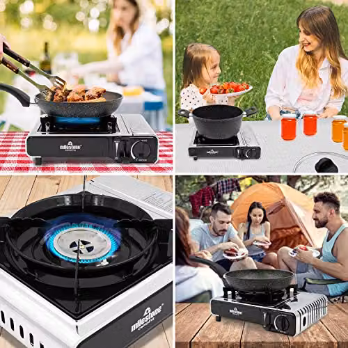 Milestone Camping 18949 Portable Gas Camping Stove with Carry Case, Grey, Stainless Steel – 2