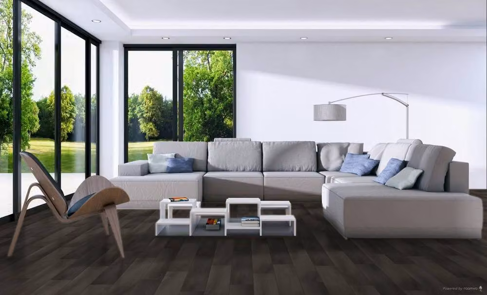 Luvanto Design Wood Effect Glue Down Luxury Vinyl Tile Plank in Charcoal Grey, 2.5mm – 3